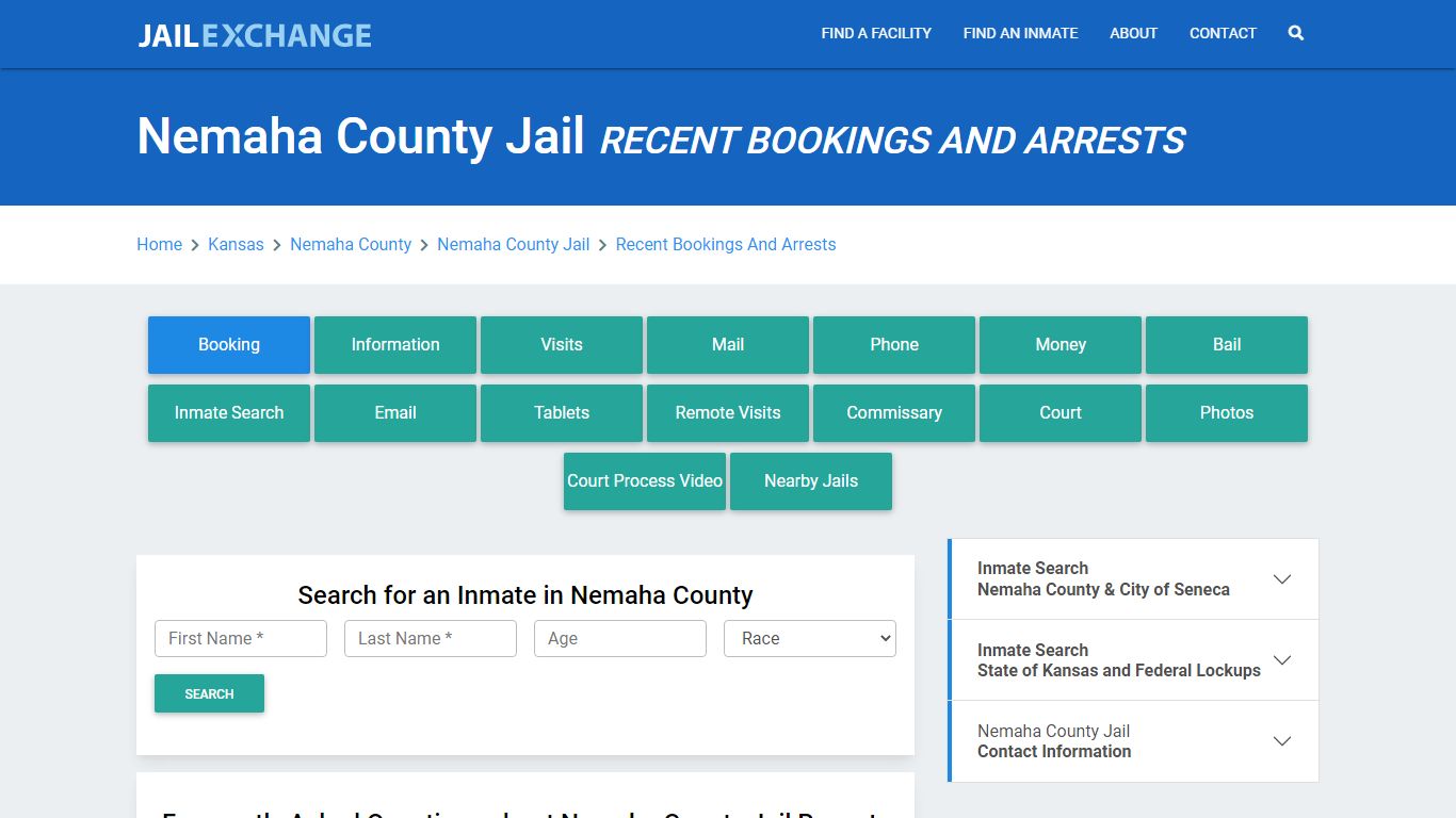 Nemaha County Jail KS Recent Arrests and Bookings - Jail Exchange