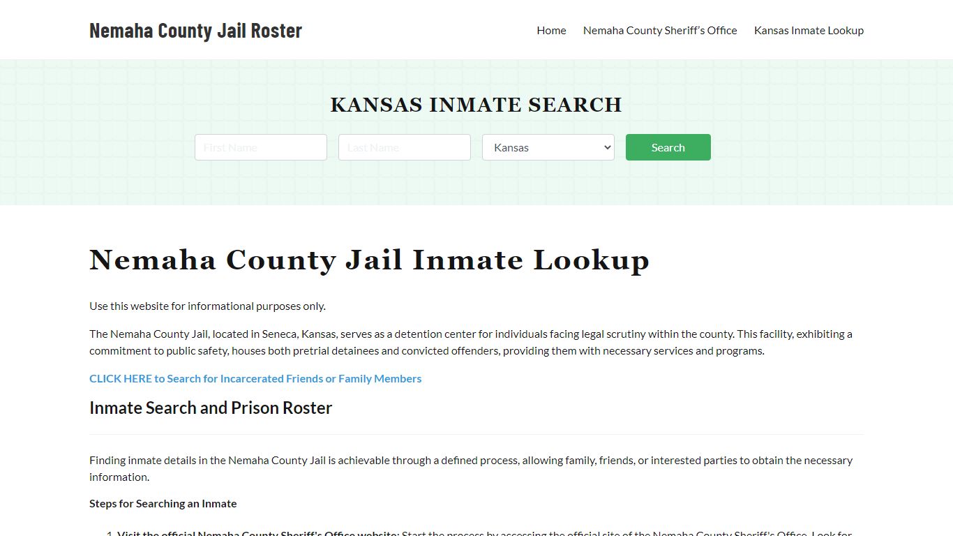 Nemaha County Jail Roster Lookup, KS, Inmate Search